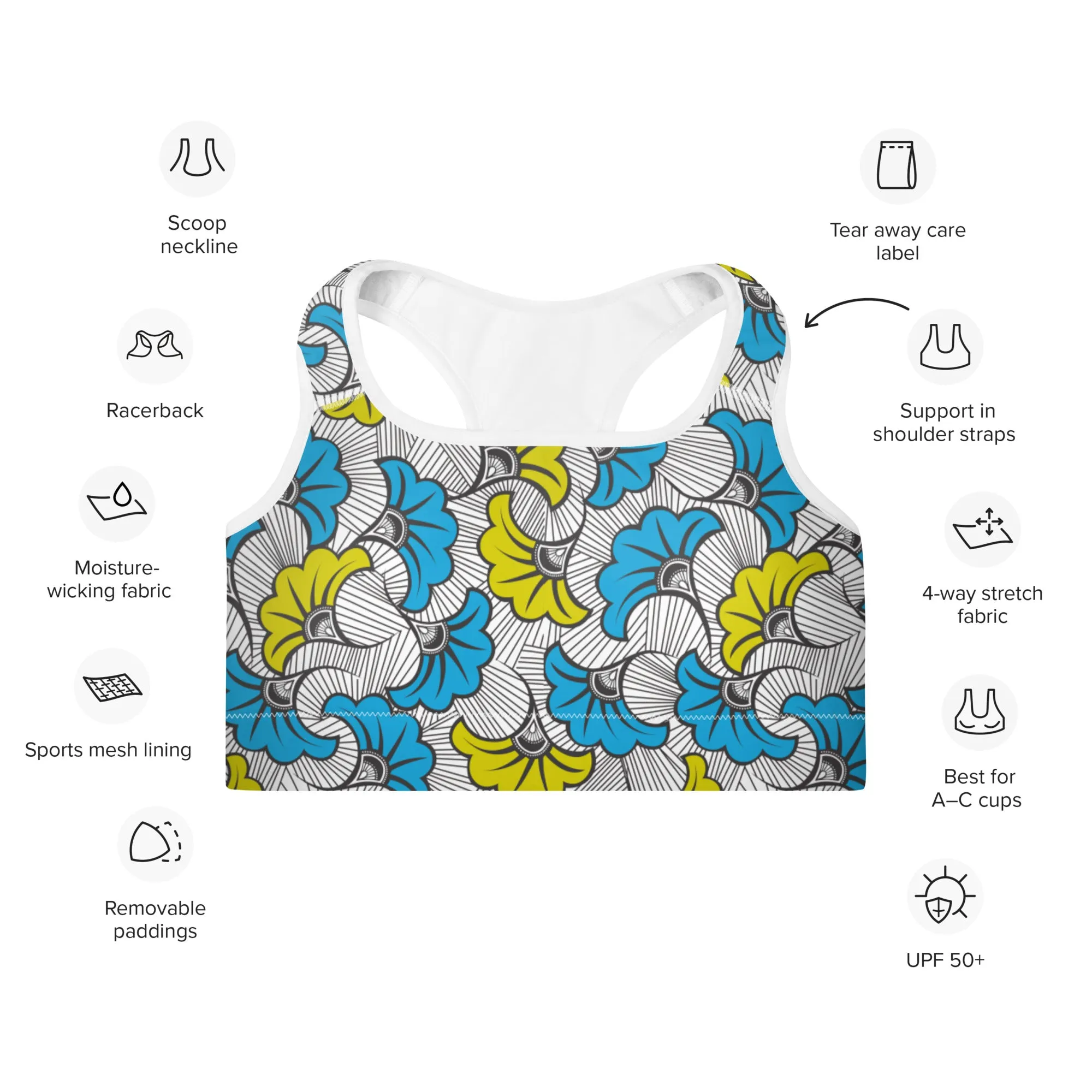 Fleurs de Mariage Padded Sports Bra