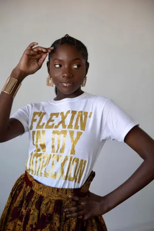 Flexin' In My Complexion Tee: White & Gold