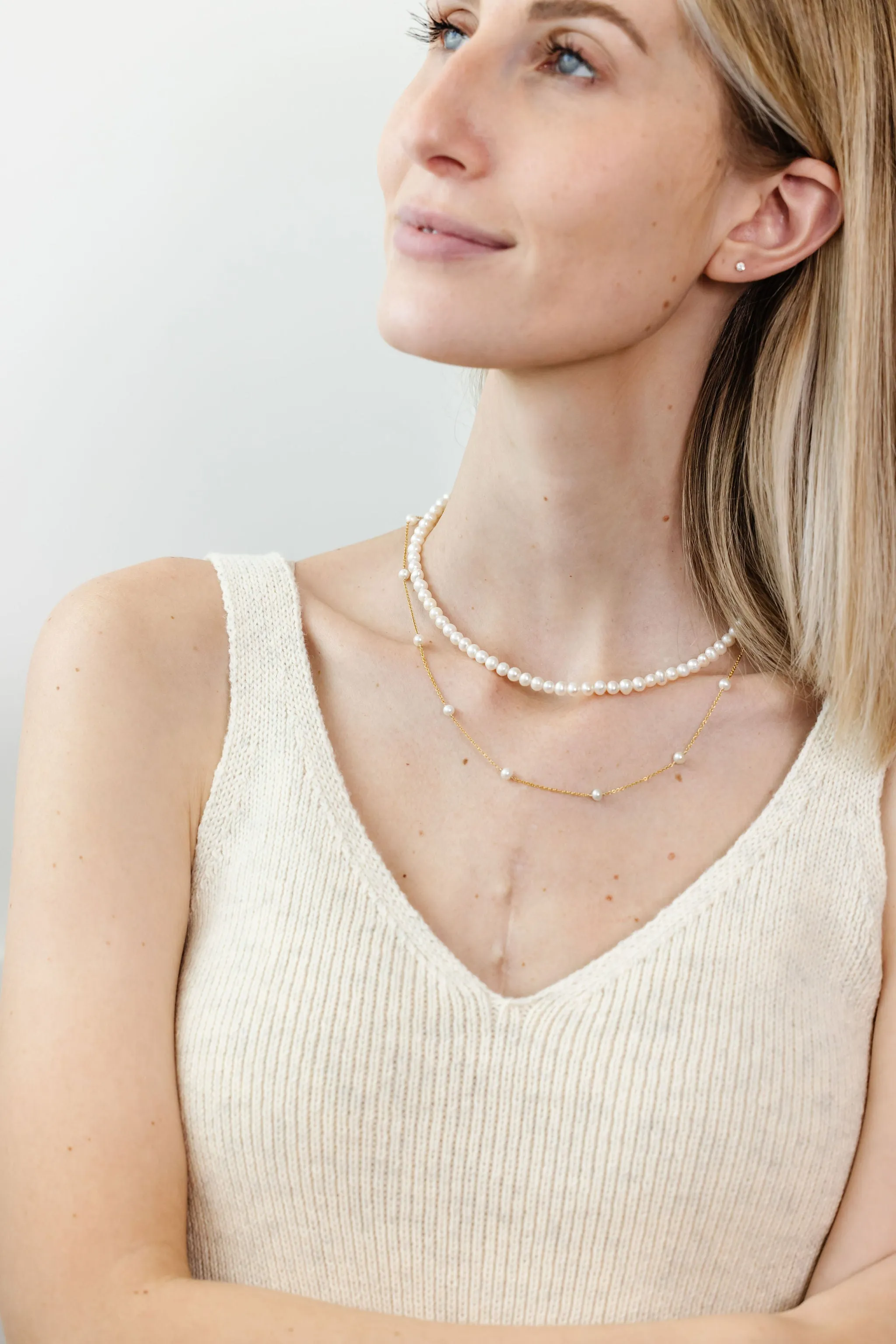 Floating Pearl Necklace (4MM Beads)