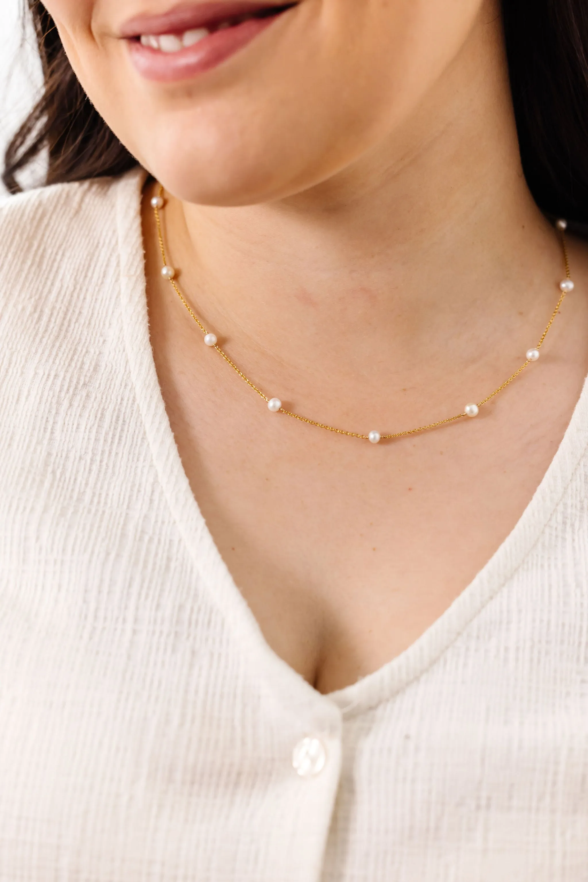 Floating Pearl Necklace (4MM Beads)