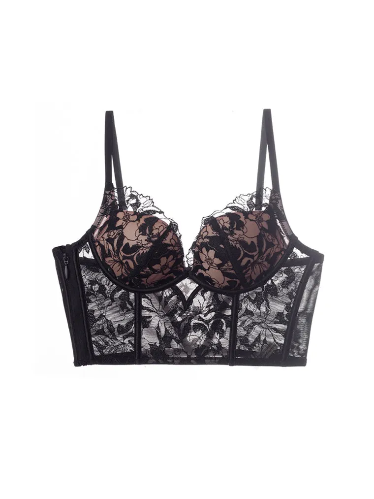 Floral Embroidery Corset Top