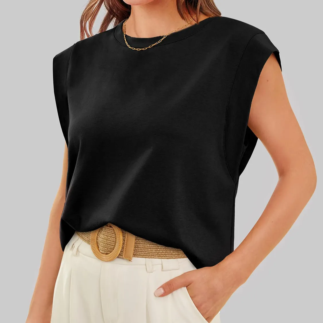 Florira Round Neck Cap Sleeve T-Shirt