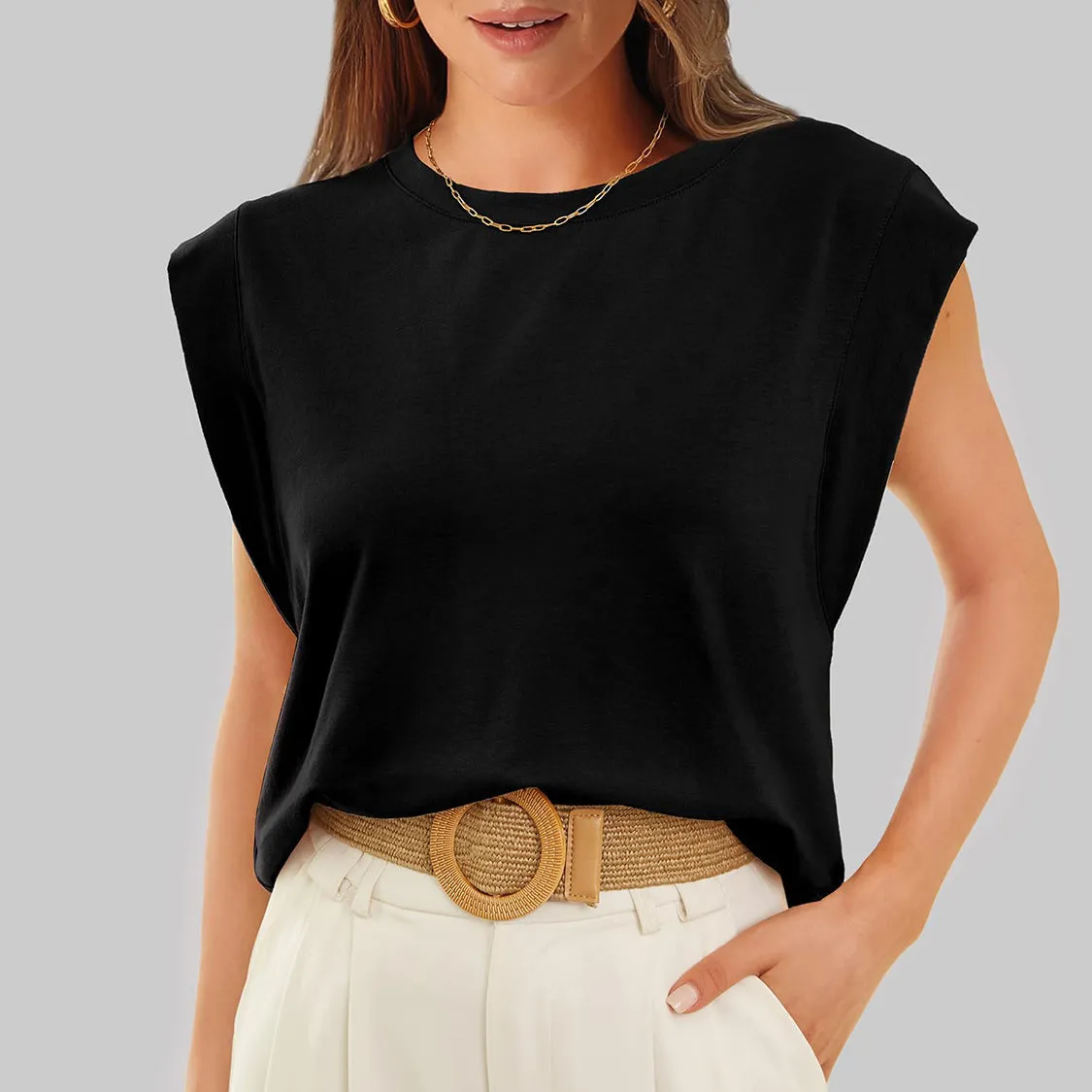 Florira Round Neck Cap Sleeve T-Shirt