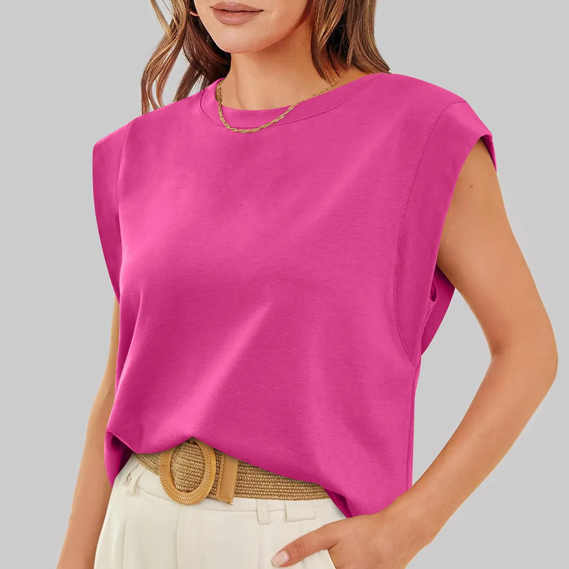 Florira Round Neck Cap Sleeve T-Shirt