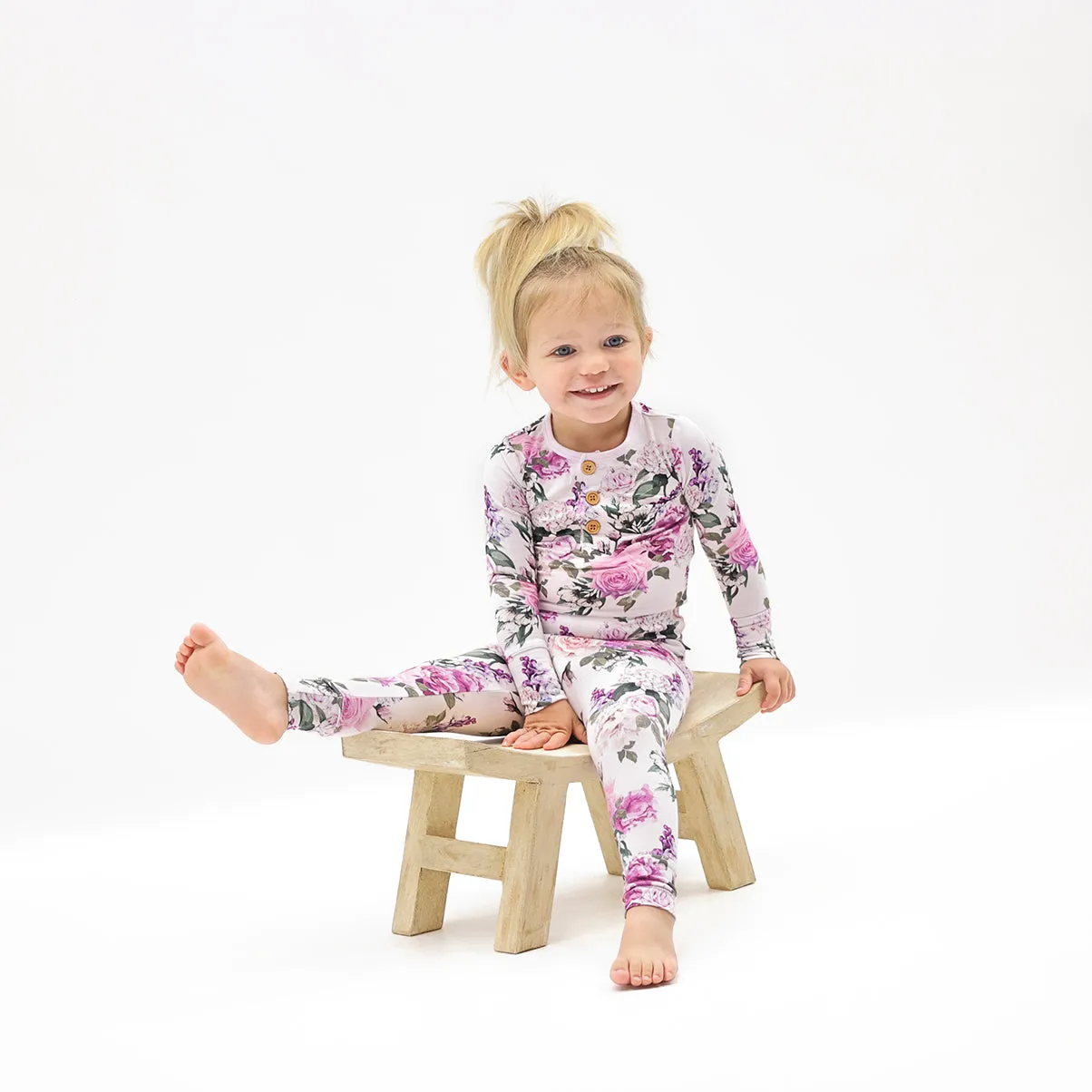 Francesca's Floral Long Sleeve Henley Pajama Set
