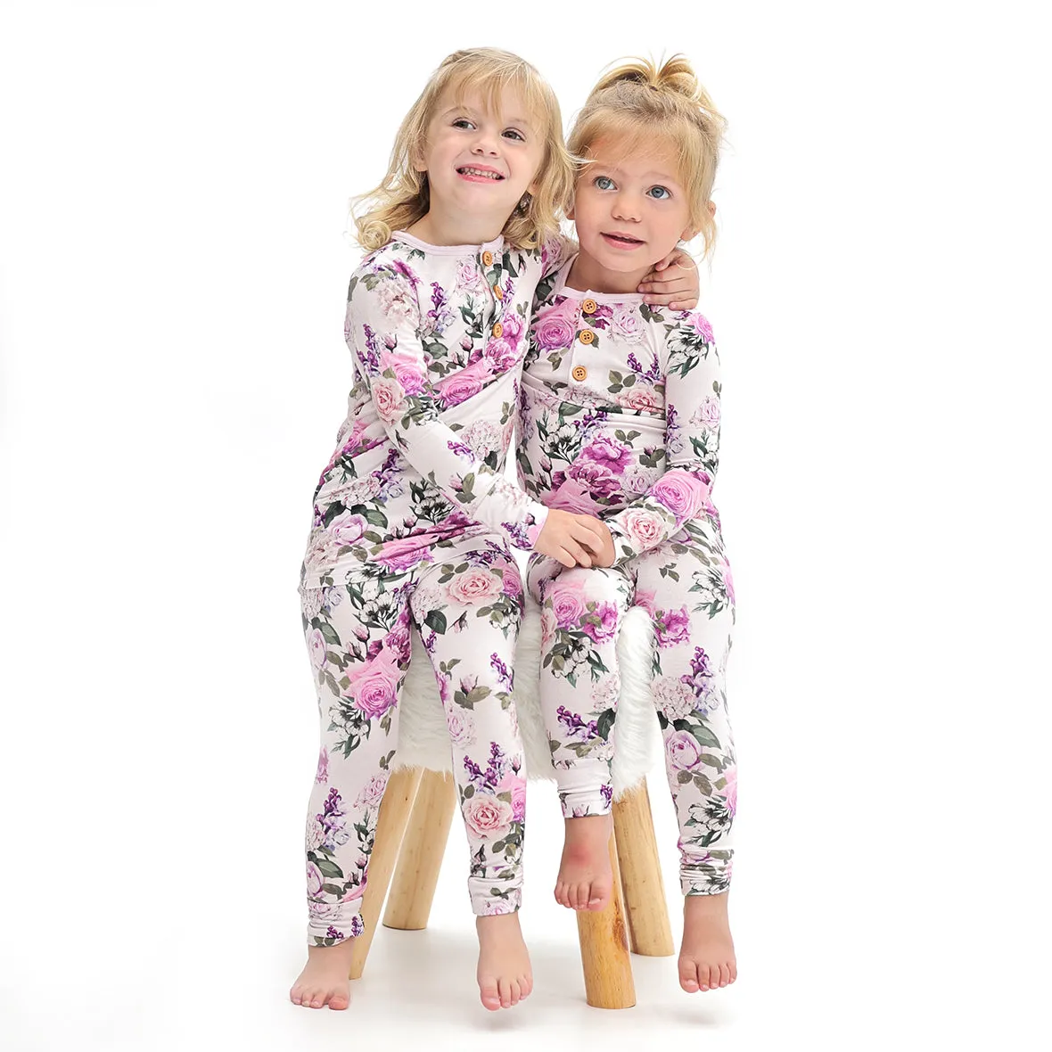 Francesca's Floral Long Sleeve Henley Pajama Set