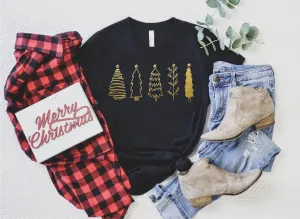 Gold Hand Drawn Trees Shirt | Unisex Crew