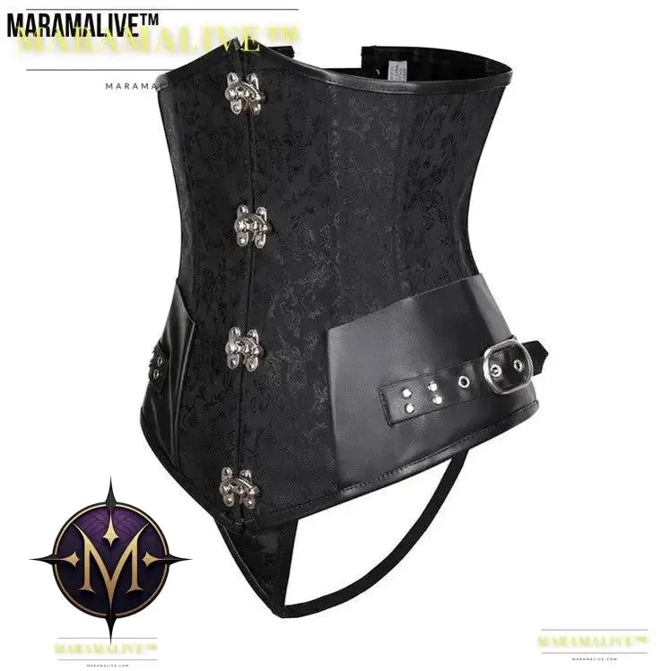Gothic Retro Women's Corset | Steampunk Bustier with Metal and buckled clasps