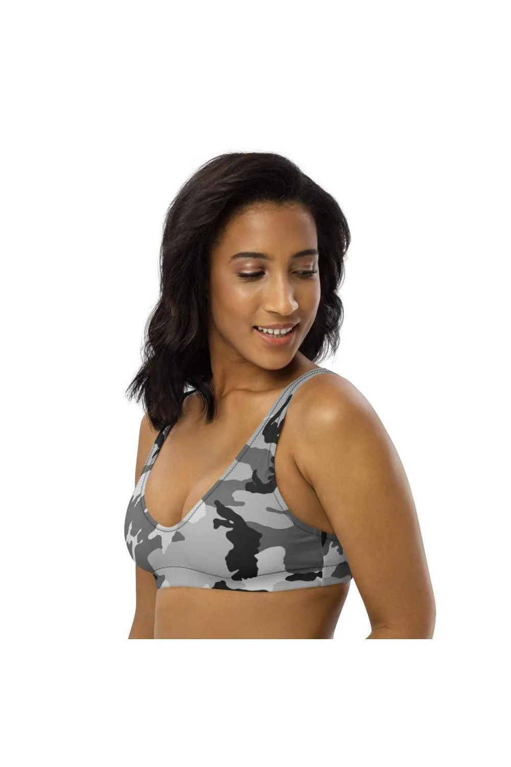 Gray Camo Recycled padded bikini top