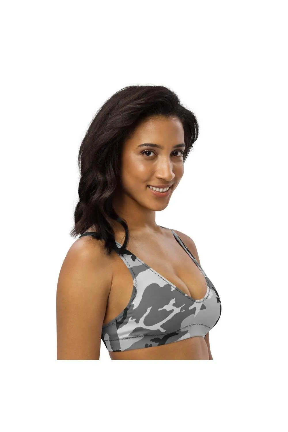 Gray Camo Recycled padded bikini top