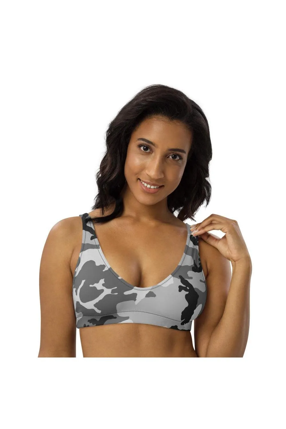 Gray Camo Recycled padded bikini top