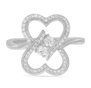 I Love Us 3/4ct.tw Two Stone Heart to Heart Bond Together Diamond Ring (G-H / I1-I2) "My Best Friend is My True Love" - White G-H in 14K Gold