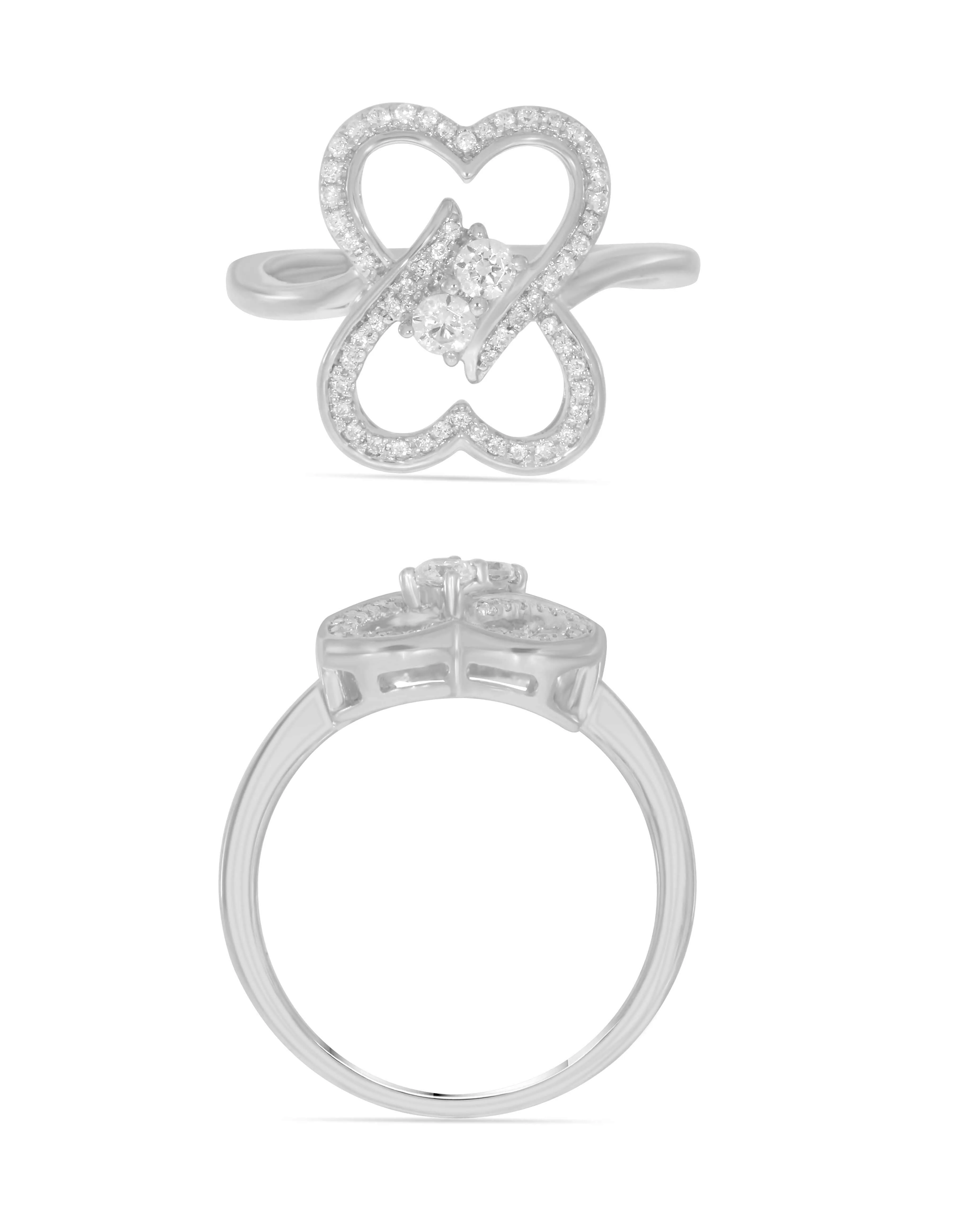 I Love Us 3/4ct.tw Two Stone Heart to Heart Bond Together Diamond Ring (G-H / I1-I2) "My Best Friend is My True Love" - White G-H in 14K Gold