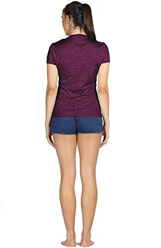 icyzone Workout Running Tshirts for Women - Fitness Athletic Yoga Tops Exercise Gym Shirts (Pack of 3) (M, Charcoal/Red Bud/Pink)