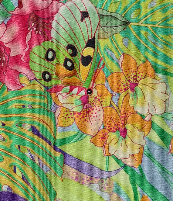 Johnny Was Cozumel Favorite Swing Tee Shirt Floral Butterfly Top Violet Green NEW