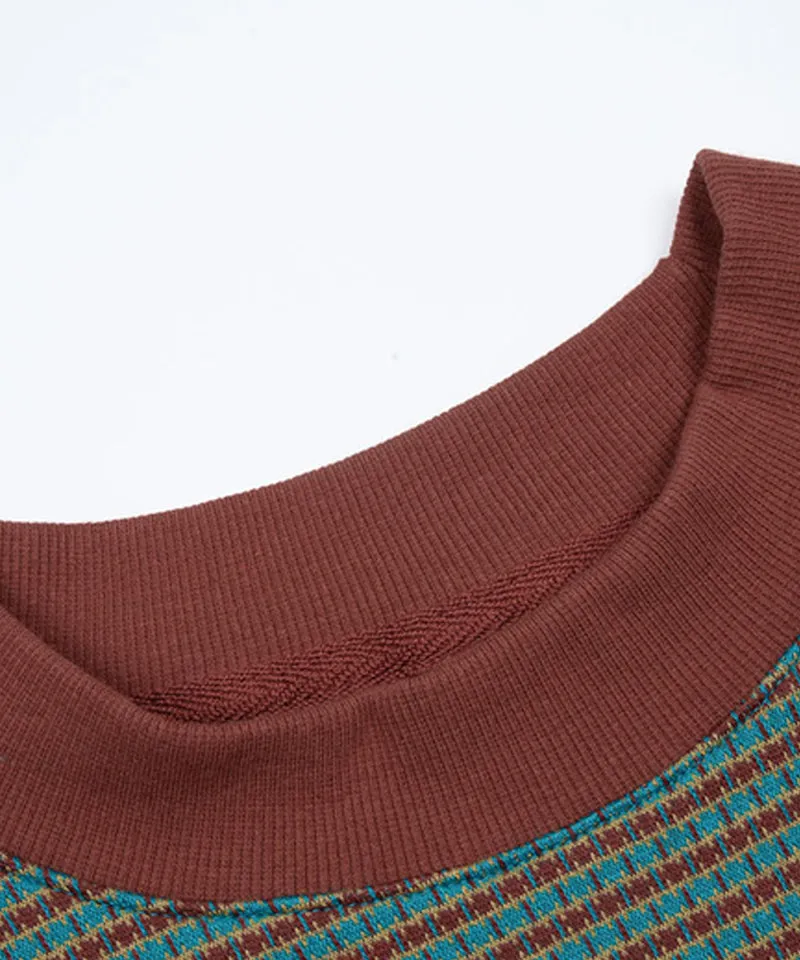 KANDINI Jacquard Short Sleeve Tee - Teal(Brick)