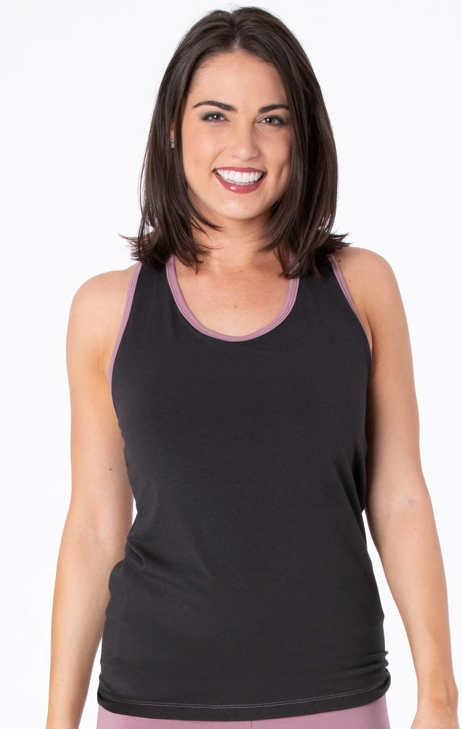 KicKee Pants Women's Performance Jersey Tank-Zebra with Raisin