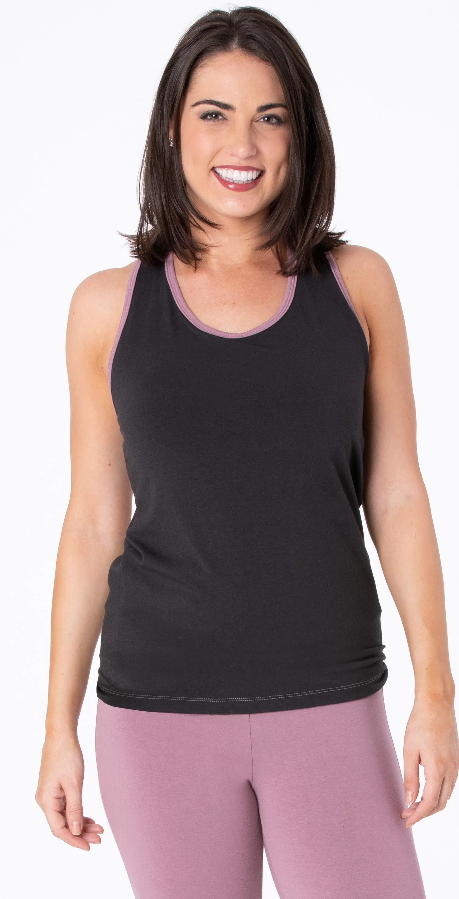 KicKee Pants Women's Performance Jersey Tank-Zebra with Raisin