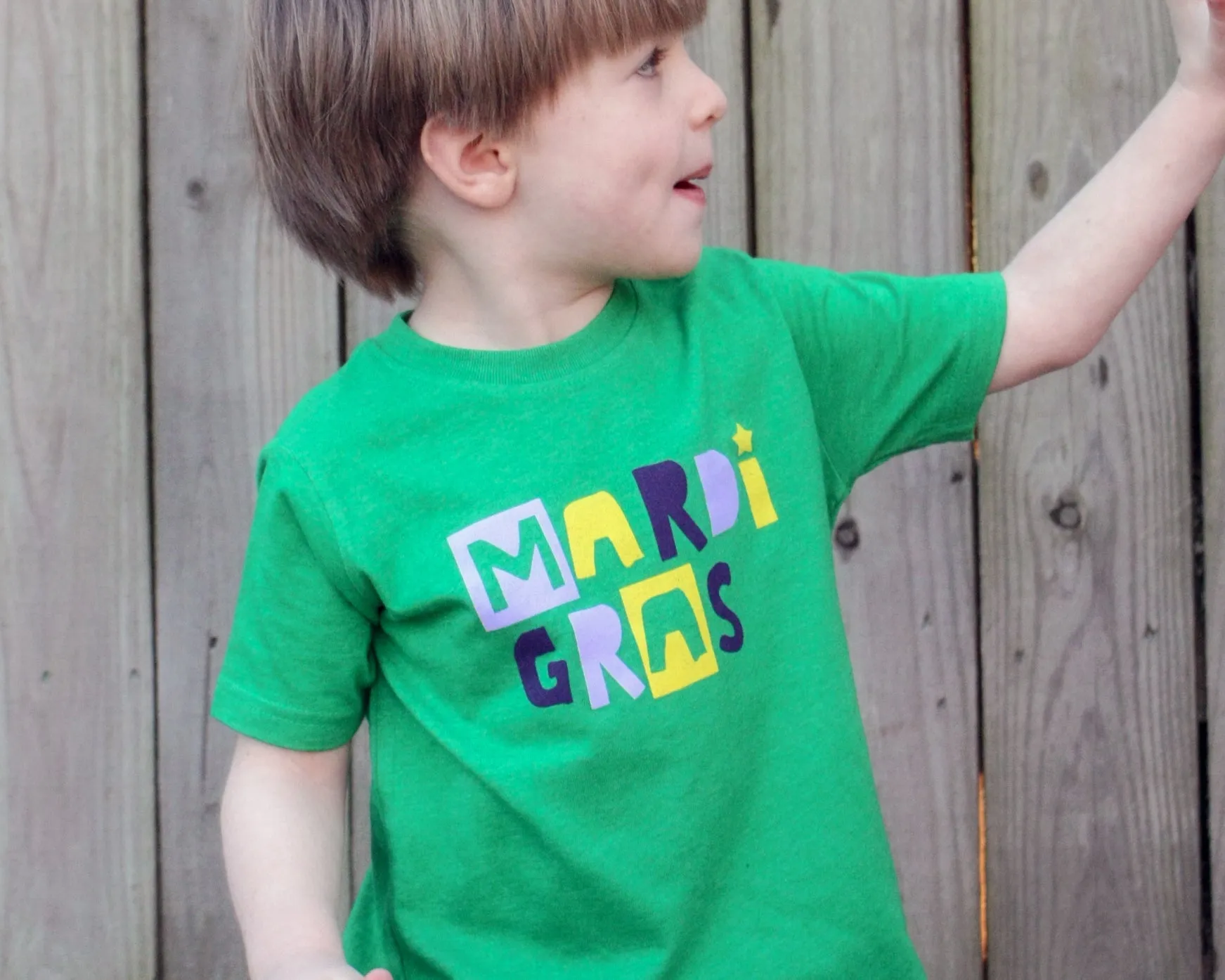 Kids' Mardi Gras T-shirt: Green