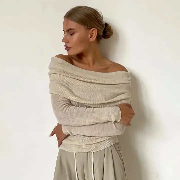 Light Knit Off Shoulder Top