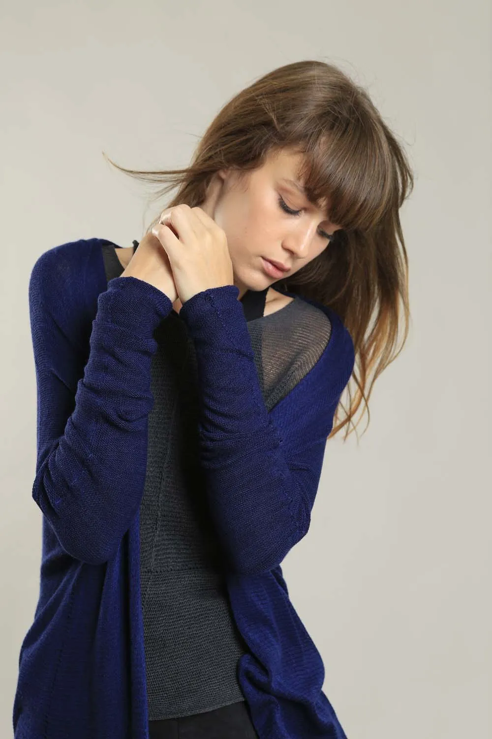 Long Bamboo Cardigan in Indigo Navy Blue