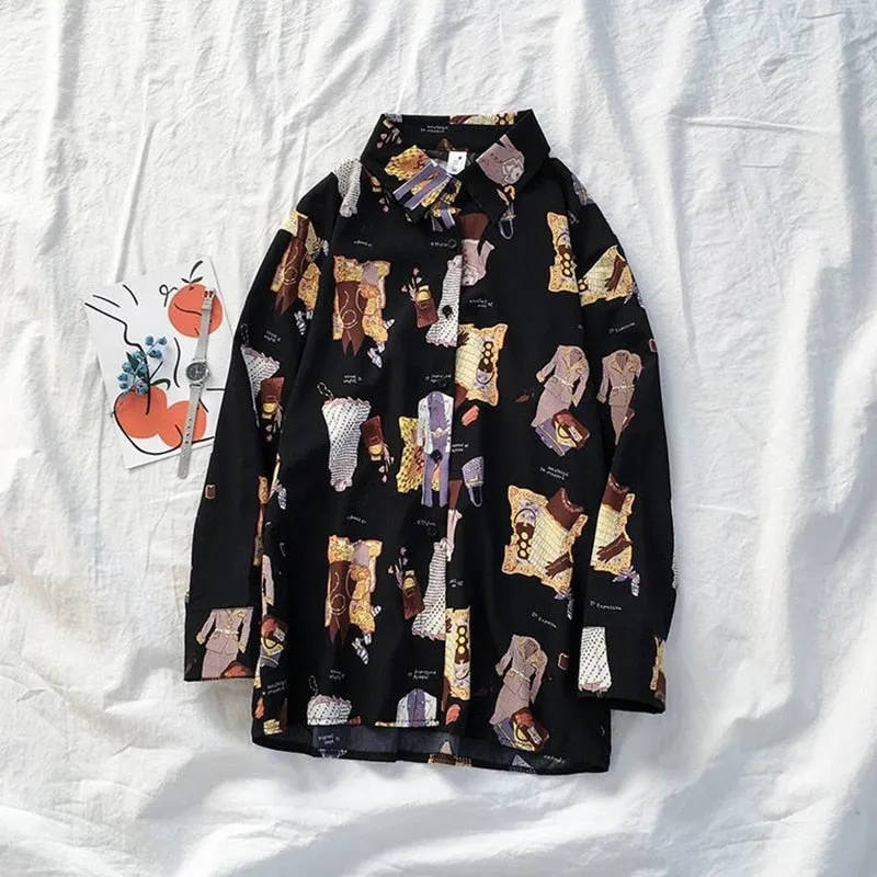 Loose Turn-Down Collar Long Sleeve Casual Button Shirts