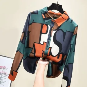 Loose Turn-Down Collar Long Sleeve Casual Button Shirts