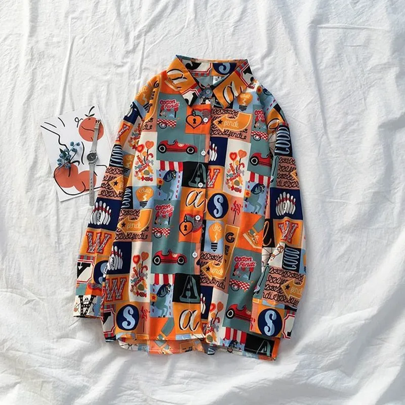 Loose Turn-Down Collar Long Sleeve Casual Button Shirts