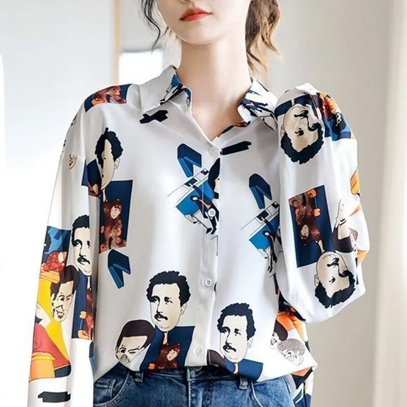 Loose Turn-Down Collar Long Sleeve Casual Button Shirts