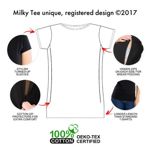 LOVE Breastfeeding T-shirt with Zips - Black (Organic Cotton)
