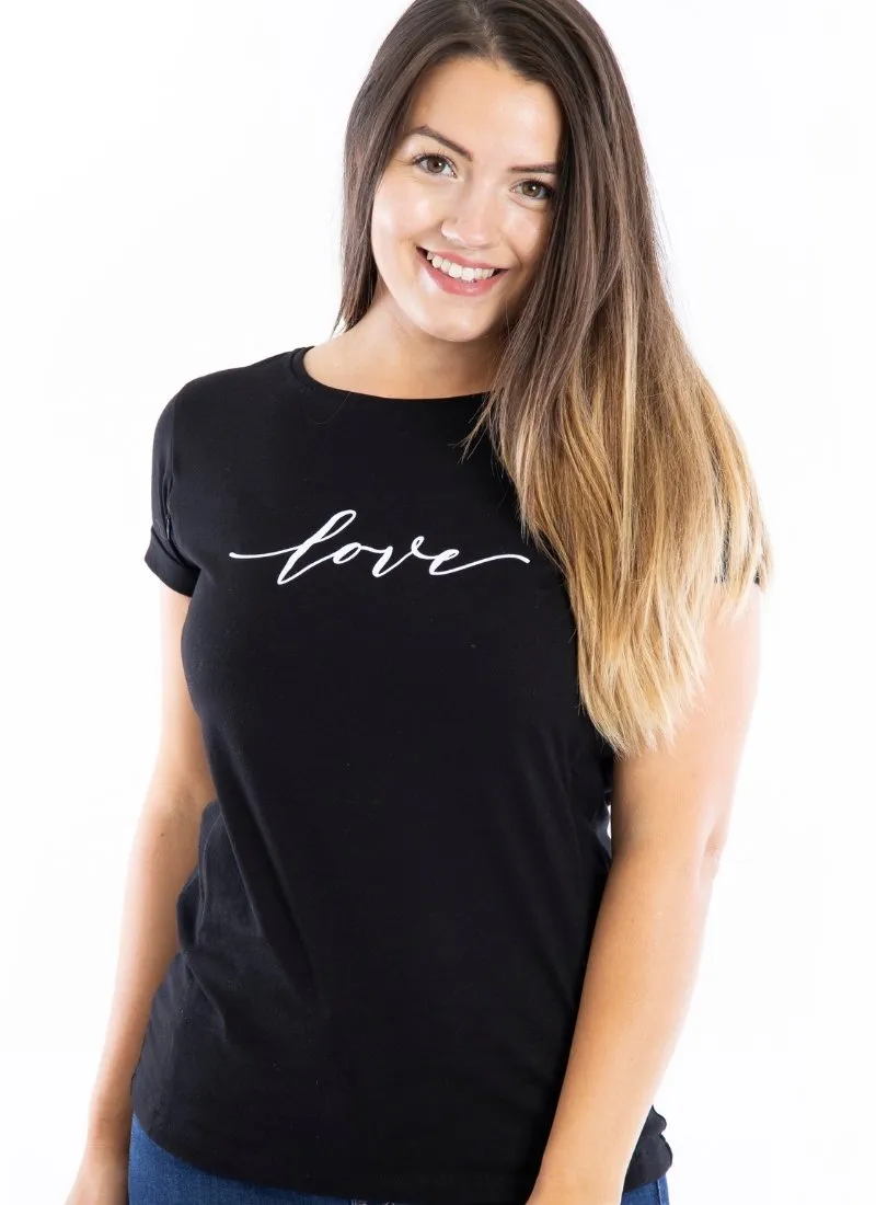LOVE Breastfeeding T-shirt with Zips - Black (Organic Cotton)