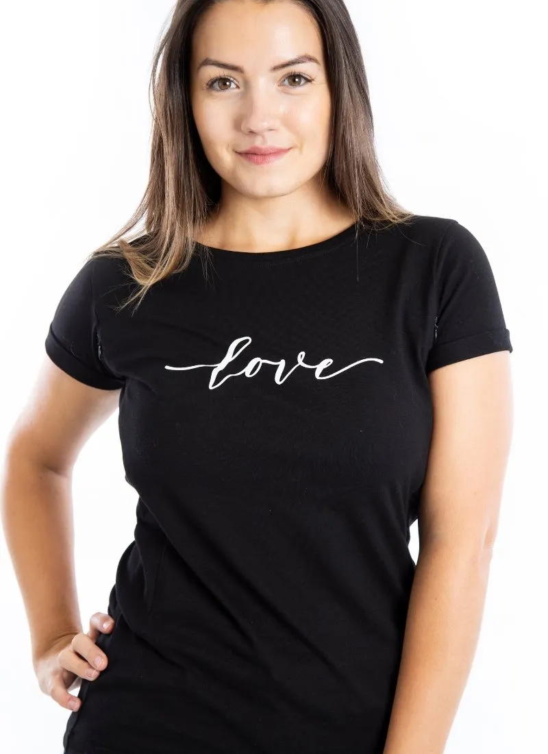 LOVE Breastfeeding T-shirt with Zips - Black (Organic Cotton)