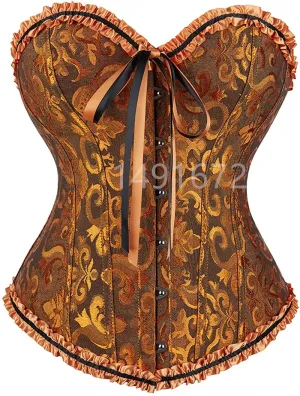 M White Corset Top Plus Size Women Bustier Overbust Sexy Lace up Floral Lingerie Vintage Victorian Fashion Black Red