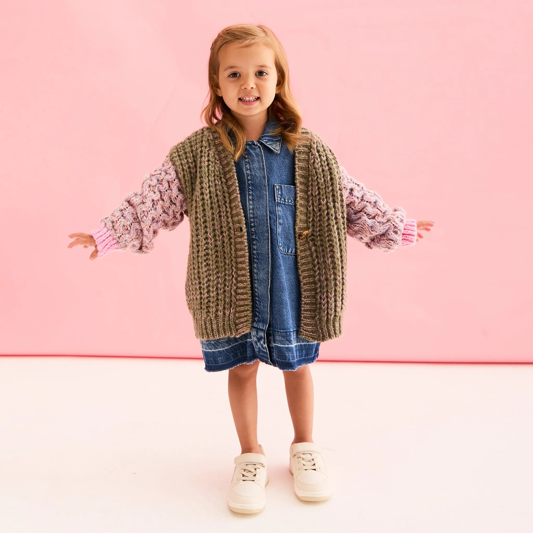 Madison Oversized Balloon Sleeve Kids Cardigan