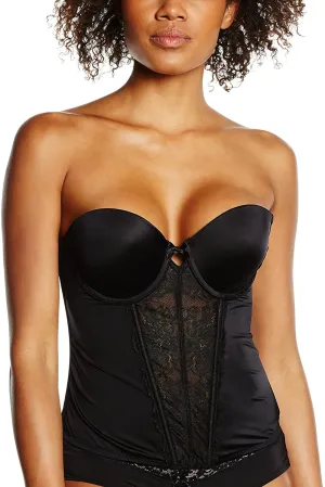 Maidenform WOmen's Strapless Floral Lace Push-Up Bustier, black, 38B