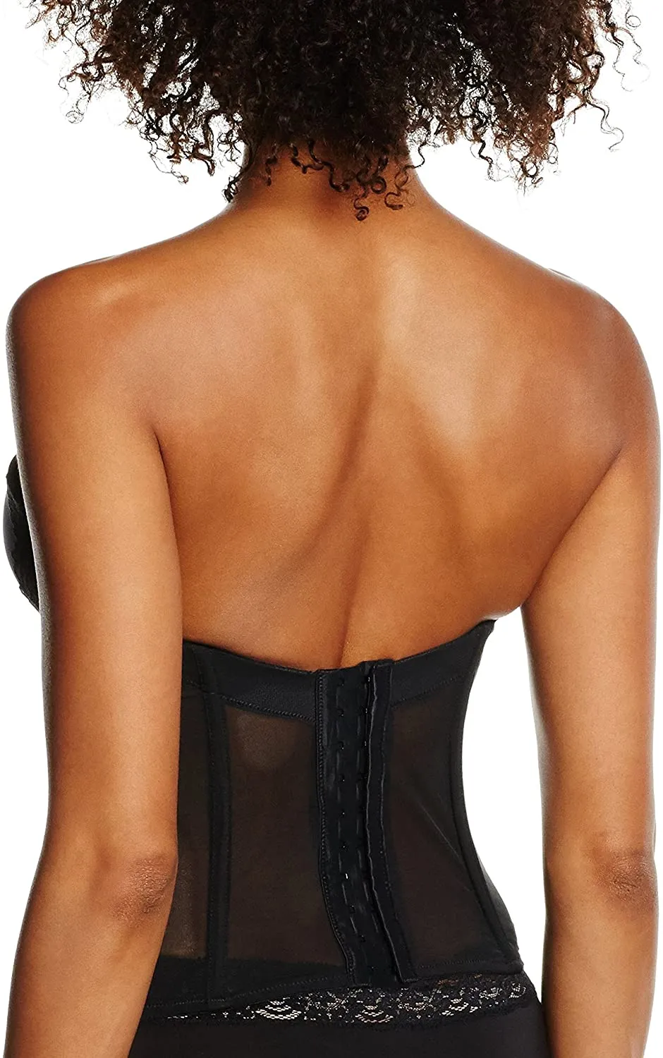 Maidenform WOmen's Strapless Floral Lace Push-Up Bustier, black, 38B