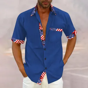Men's Hawaiian Flag Abstract Textured Print Casual Shirt