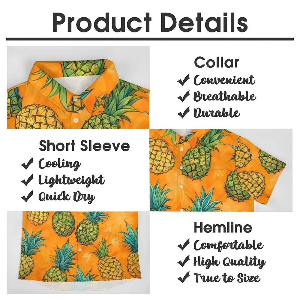 Men's Hawaiian Pineapple Print Short Sleeve Shirt 2501002524