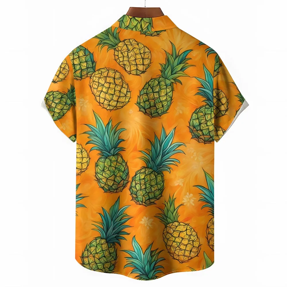 Men's Hawaiian Pineapple Print Short Sleeve Shirt 2501002524