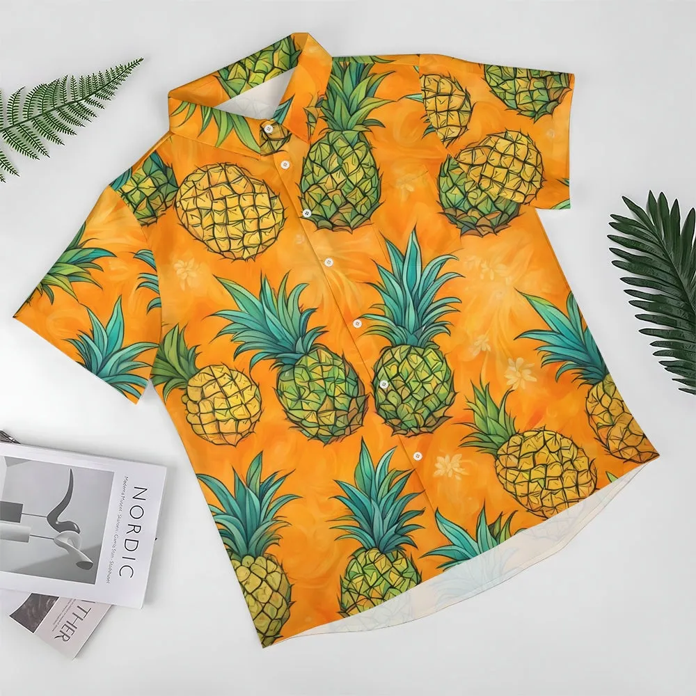 Men's Hawaiian Pineapple Print Short Sleeve Shirt 2501002524