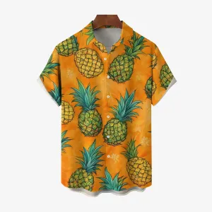 Men's Hawaiian Pineapple Print Short Sleeve Shirt 2501002524