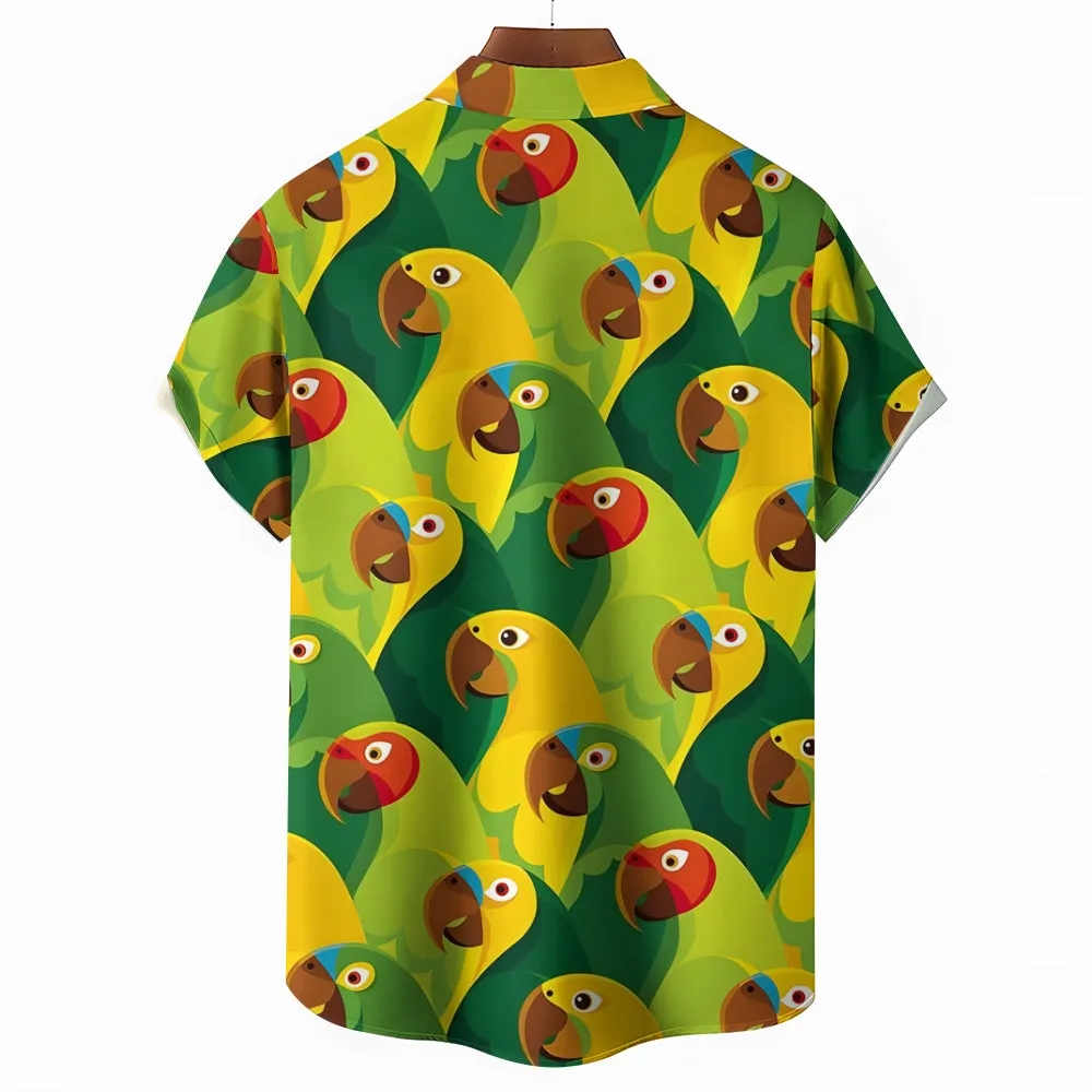 Men's Parrot Printed Short Sleeve Shirt 2411008670