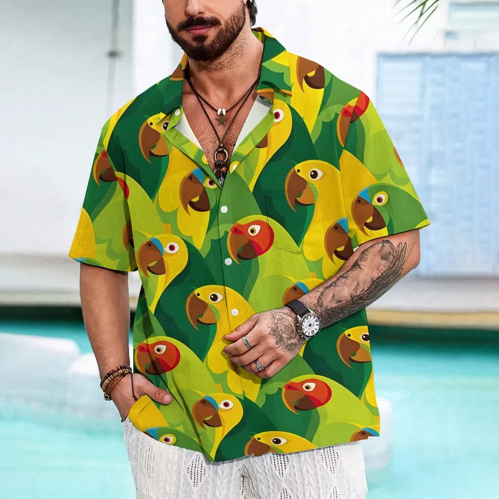 Men's Parrot Printed Short Sleeve Shirt 2411008670