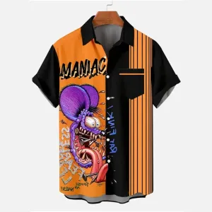 Men's Retro Funny Hawaiian Short Sleeved Shirt