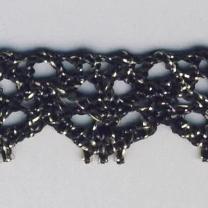 Metallic Torchon Lace #10 Black & Gold