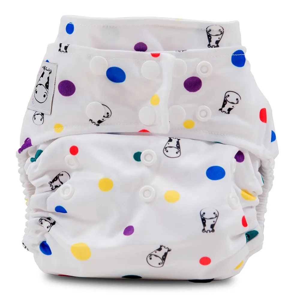 Moo Moo Kow Bamboo Cloth Diaper One Size Snap - Dot Dot
