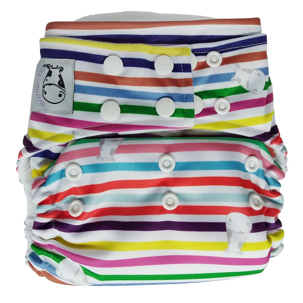 Moo Moo Kow Bamboo Cloth Diaper One Size Snap - Rainbow