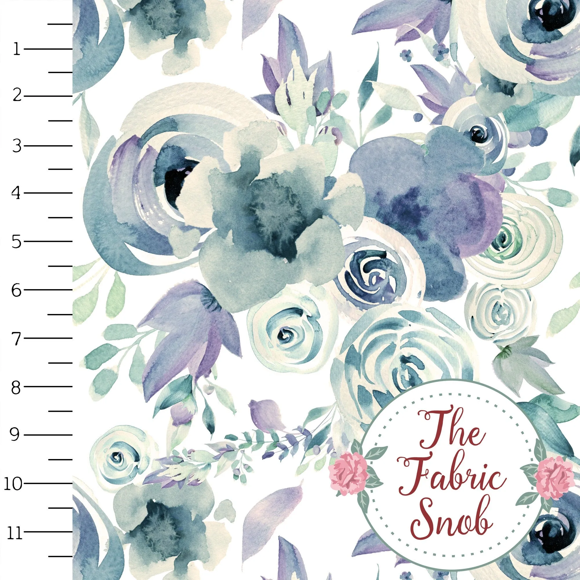 Mountain Floral on White - Round 5-2021 Flash Florals - 1/2 metre