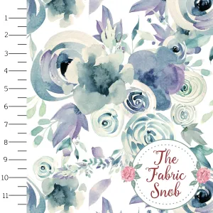 Mountain Floral on White - Round 5-2021 Flash Florals - 1/2 metre
