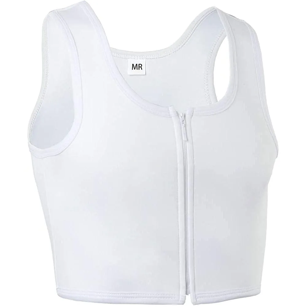 MRIMIN  FTM Lesbian Tomboy Zip Up Elastic Chest Binder Breathable Bamboo Slim Fit Tank Top-MRB3